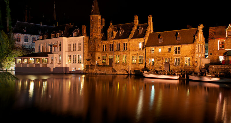 Buildings Along Canal — Brown