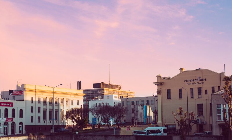 Buildings at Sunset — Pink