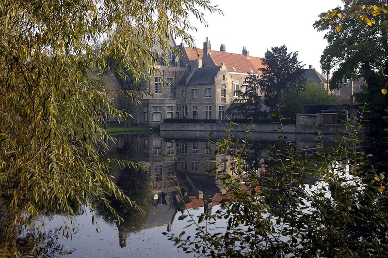 Buildings Reflected in Canal — Green