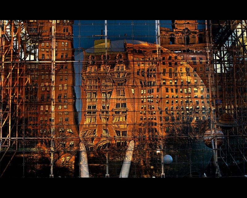 Buildings Reflected in Glass — Orange