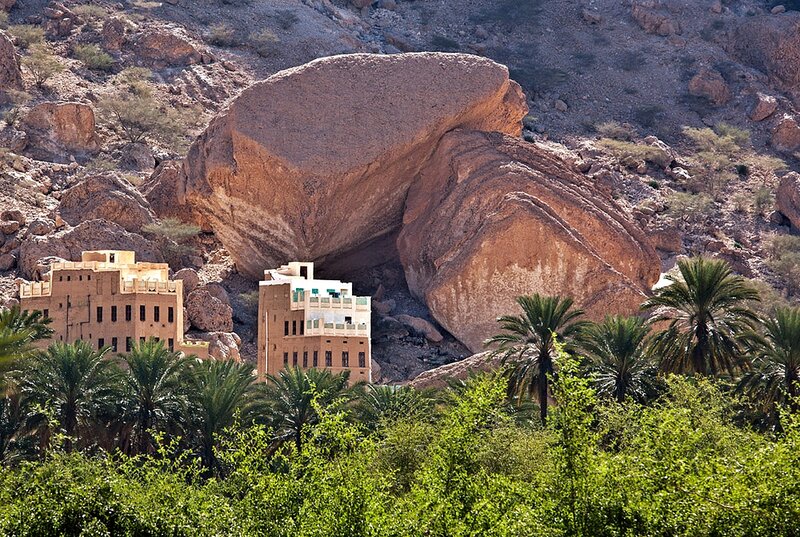 Buildings under Rock Arch
