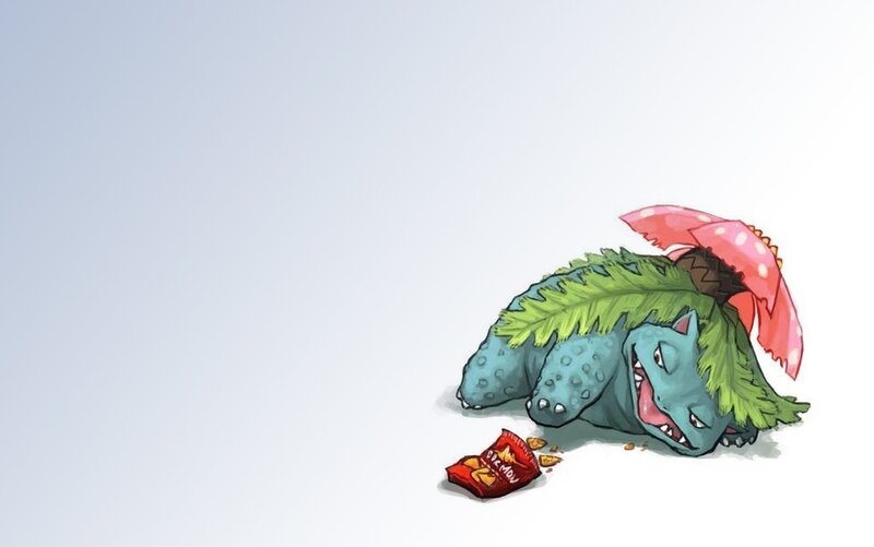 Bulbasaur eating chips