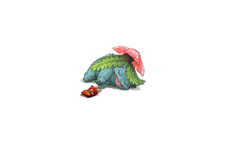 Bulbasaur eating chips