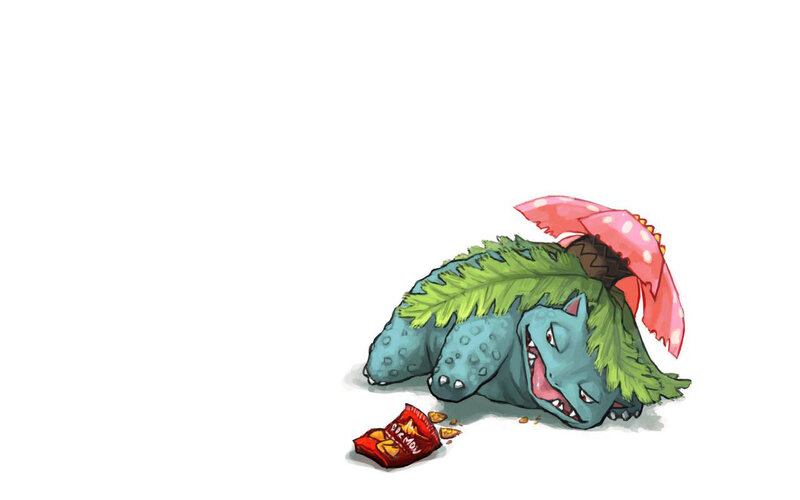 Bulbasaur eating snacks