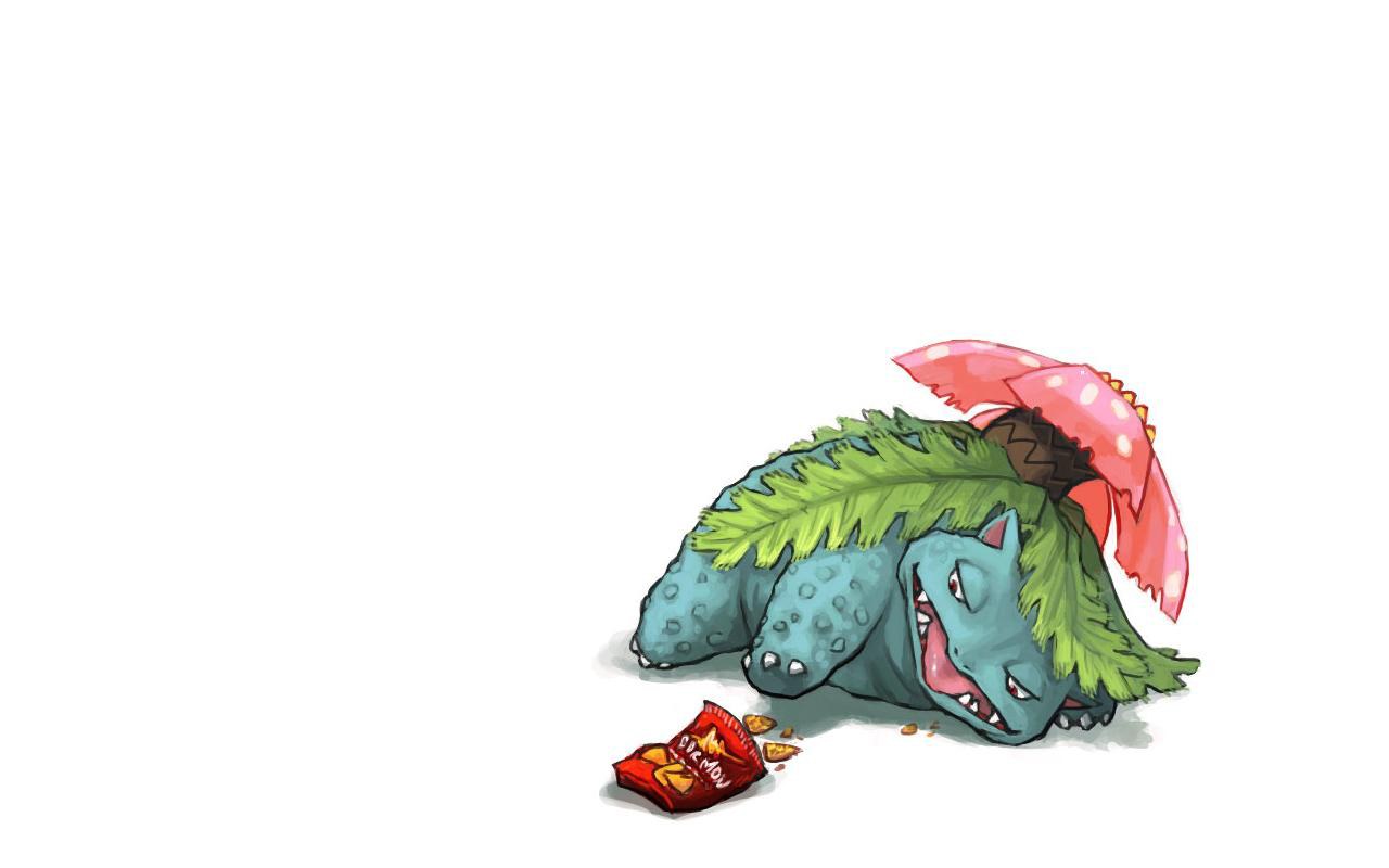Bulbasaur eating snacks