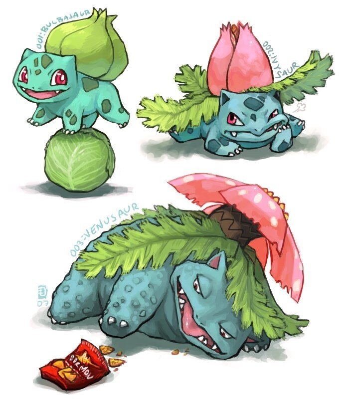 Bulbasaur evolution art