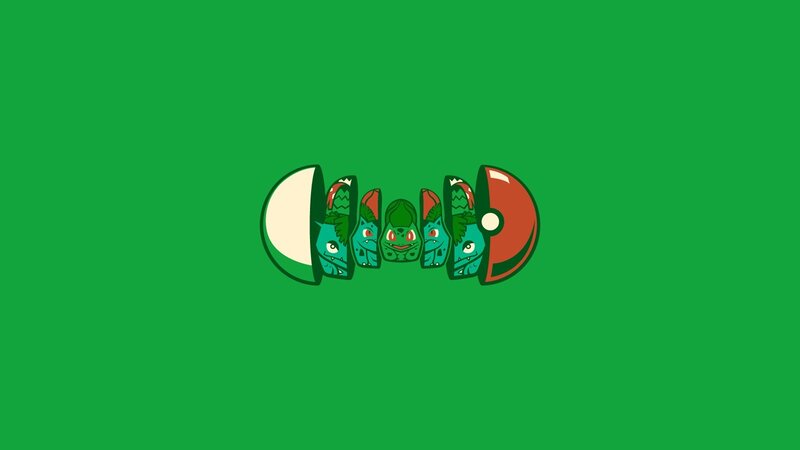 Bulbasaur Evolution Line — Green, Playful, Vector Art, Poké Ball, Red, White