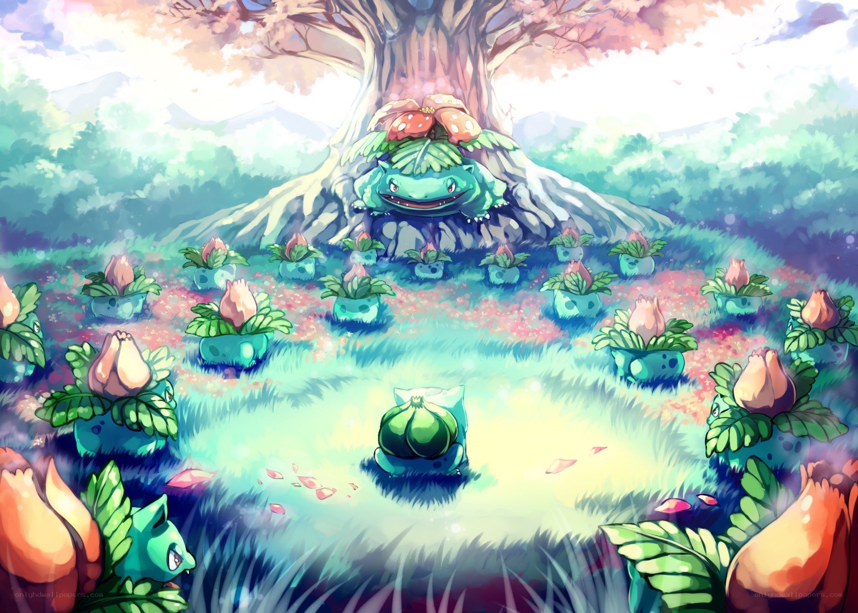 Bulbasaur family in a forest