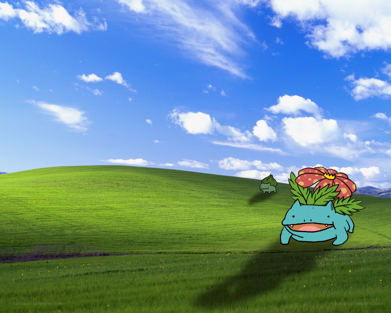 Bulbasaur on a green hill