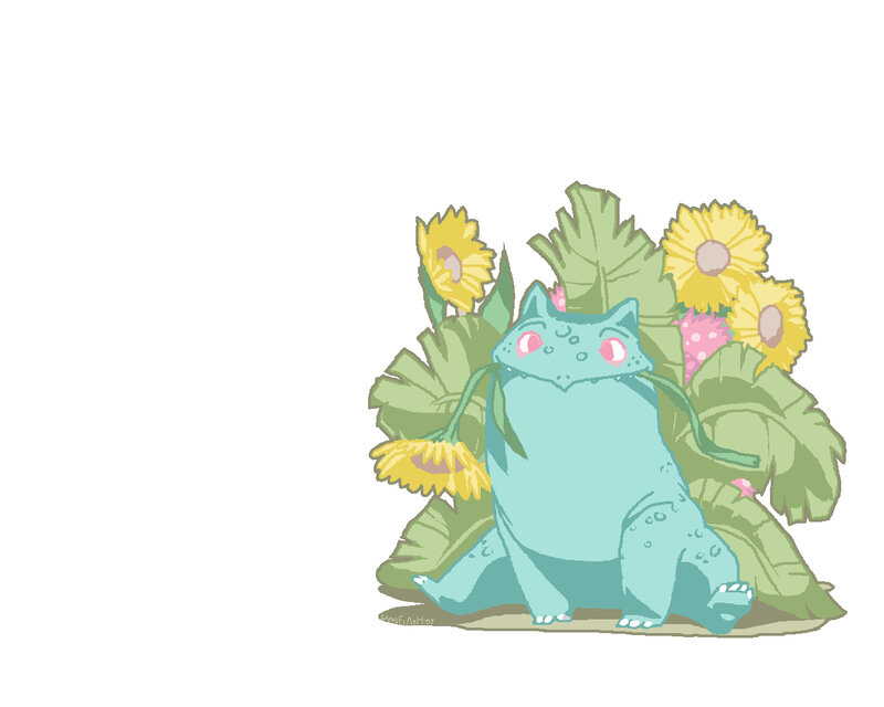 Bulbasaur with sunflowers