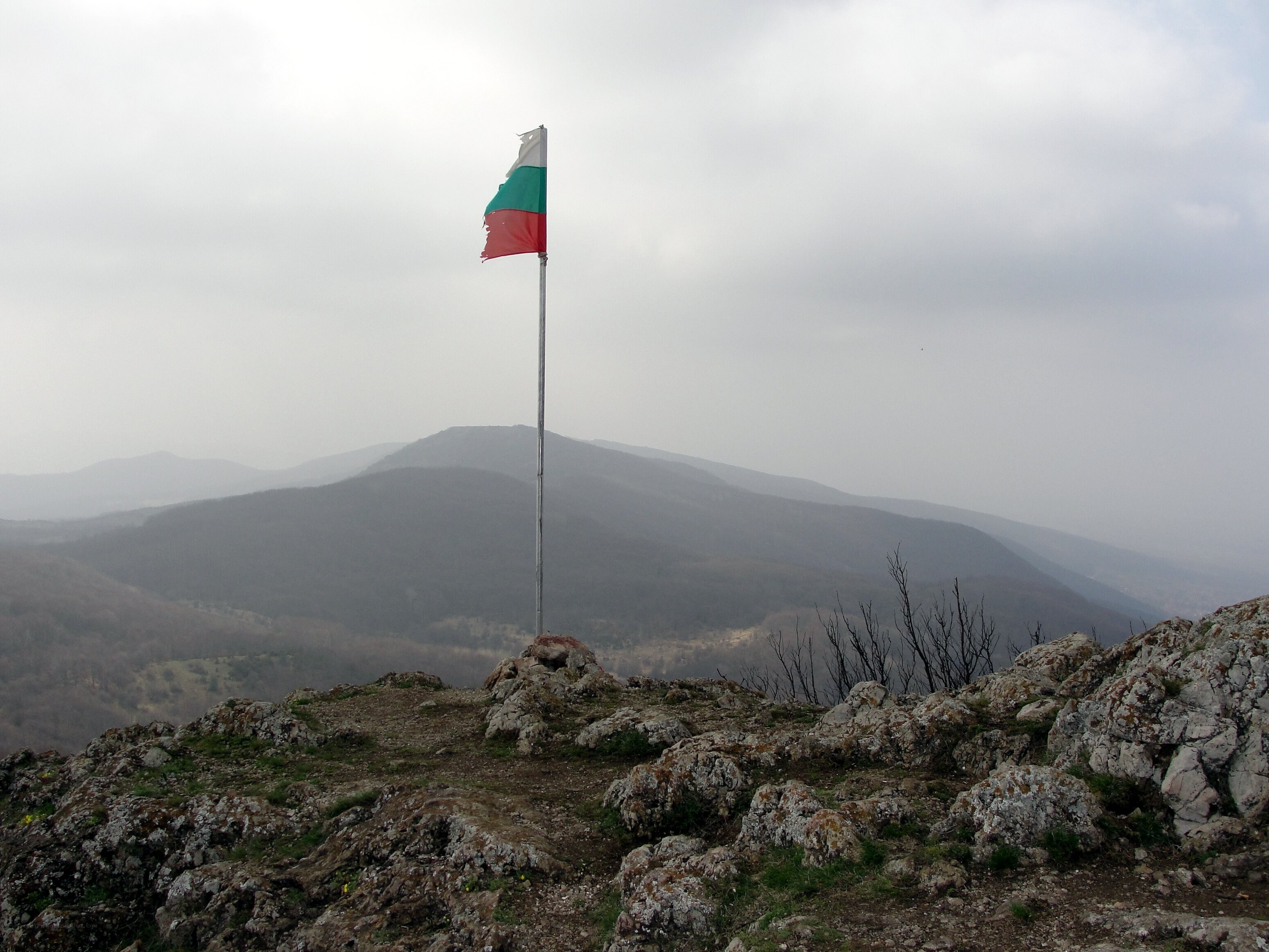 Bulgarian flag on a mountain