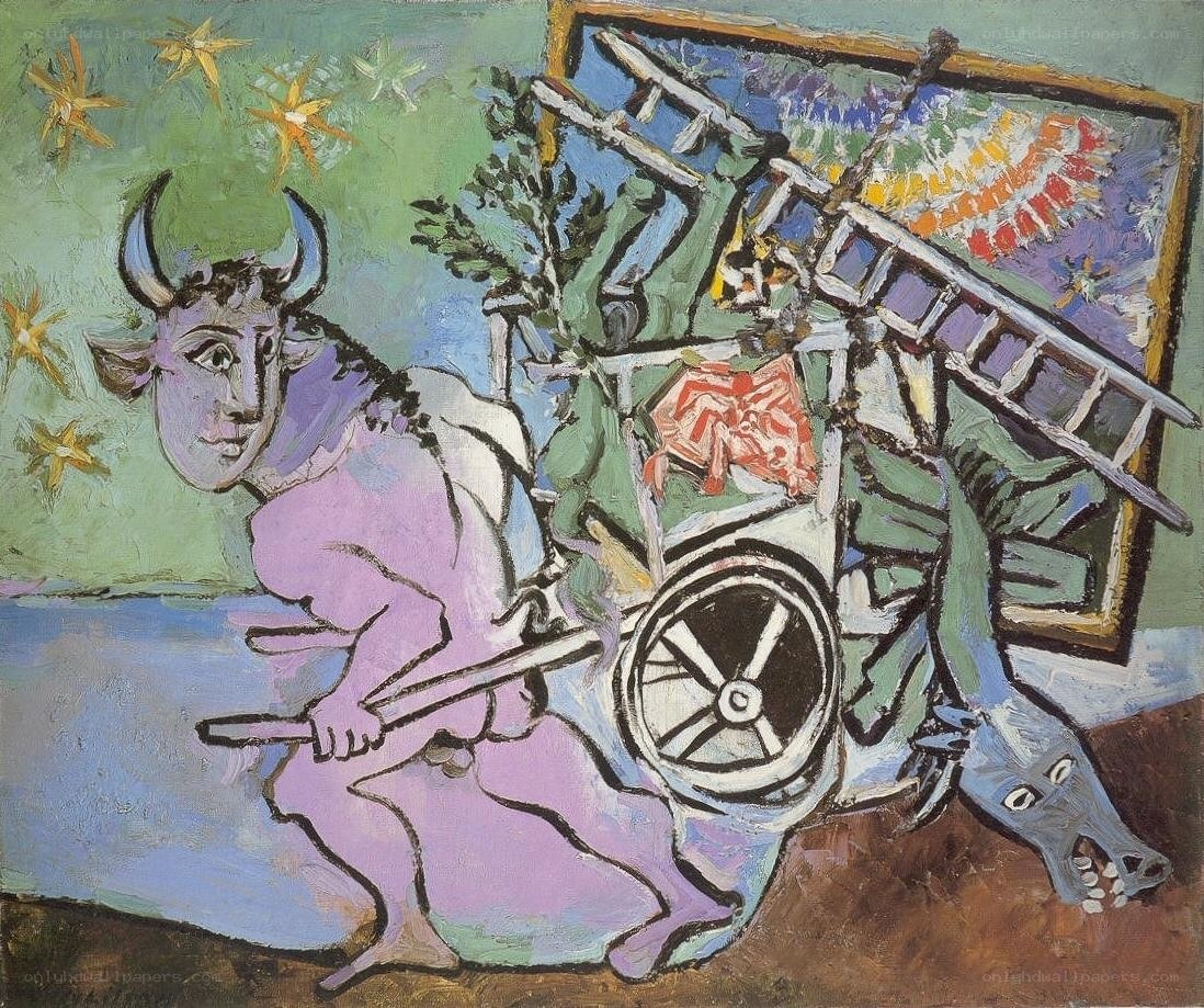 Bull and Cart with Ladder