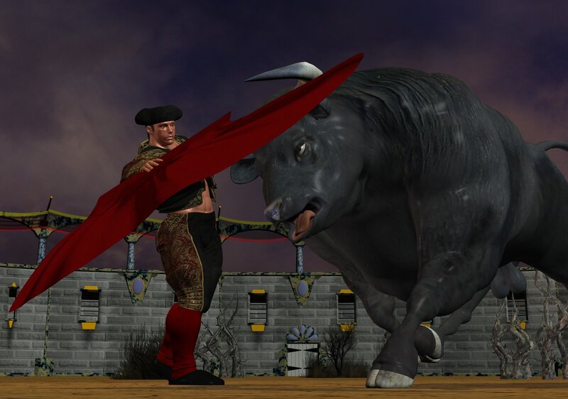 Bull and Matador — Gray
