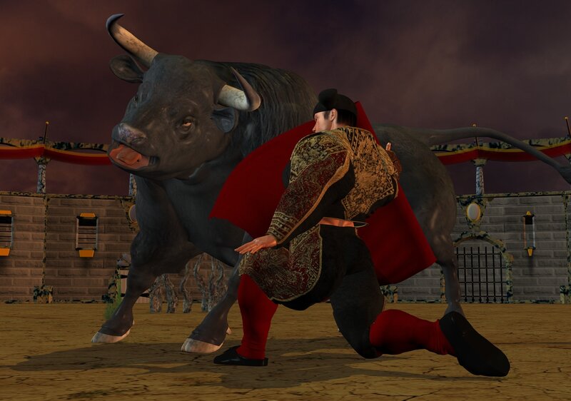 Bull and Matador — Red