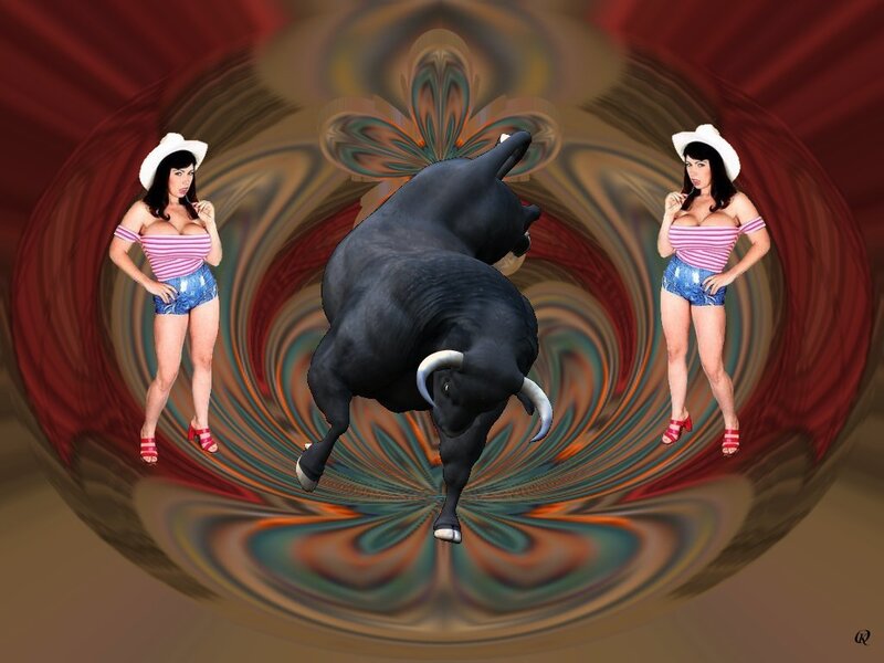 Bull and Two Women
