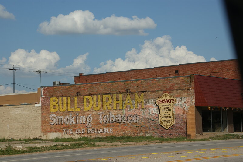 Bull Durham Tobacco sign on brick wall