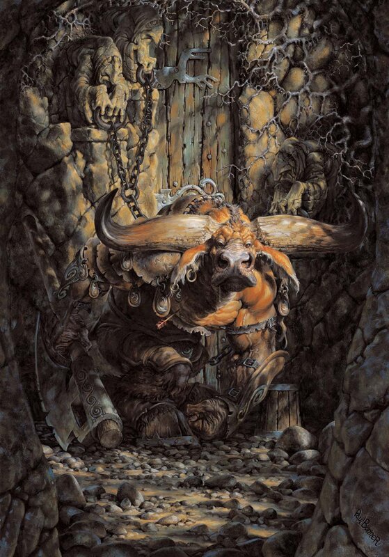 Bull-headed creature in a dungeon