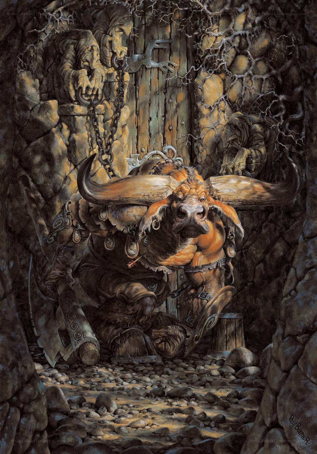 Bull-headed creature in a dungeon