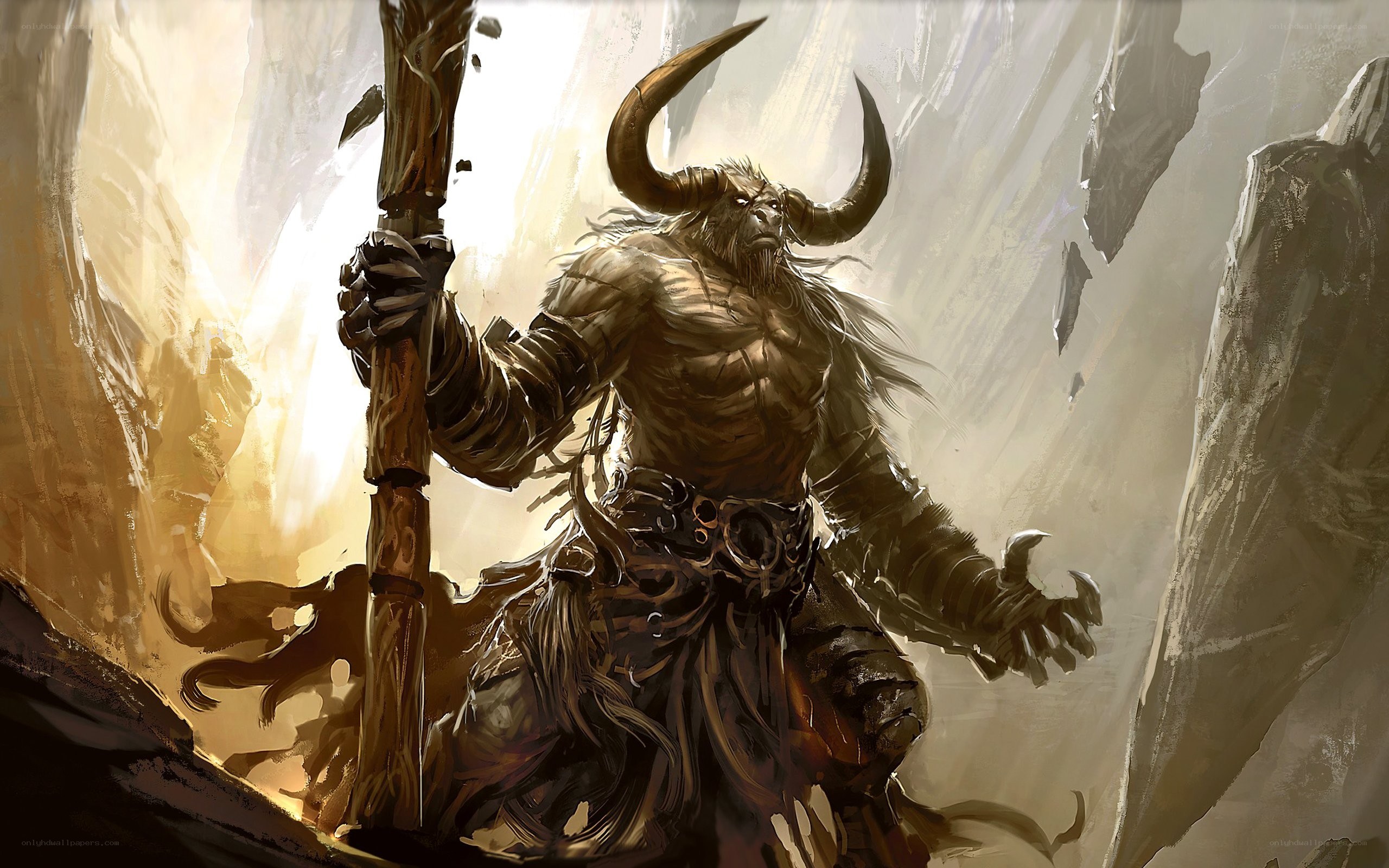 Bull-headed warrior with staff