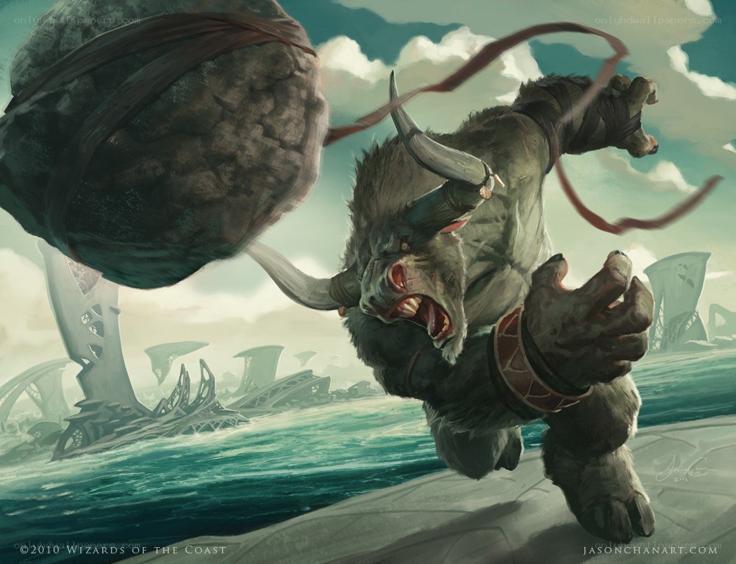 Bull-like creature with a rock