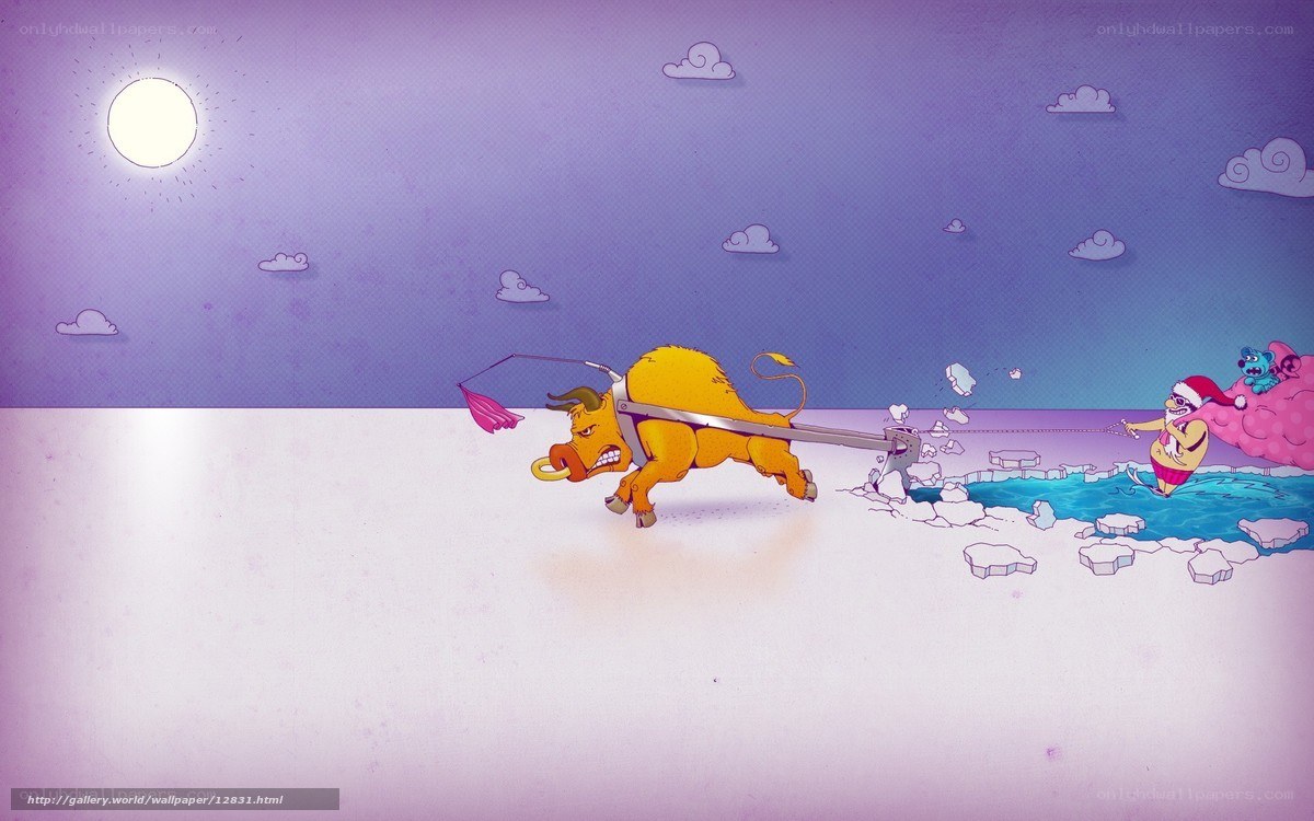 Bull pulling a sled