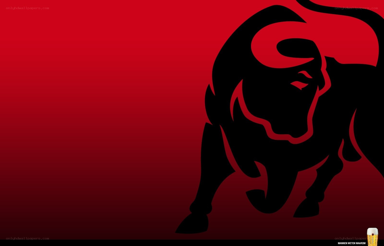 Bull silhouette on red background