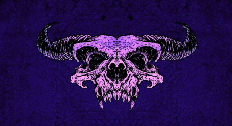 Bull Skull with Horns — Purple