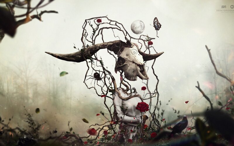 Bull Skull with Vines
