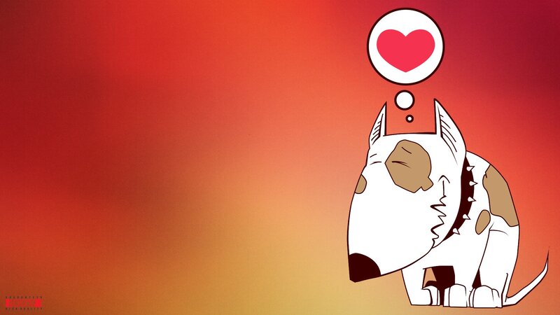 Bull Terrier Dog — Red, Calm