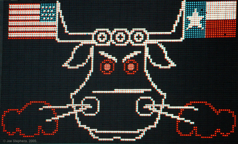 Bull with flags on digital display