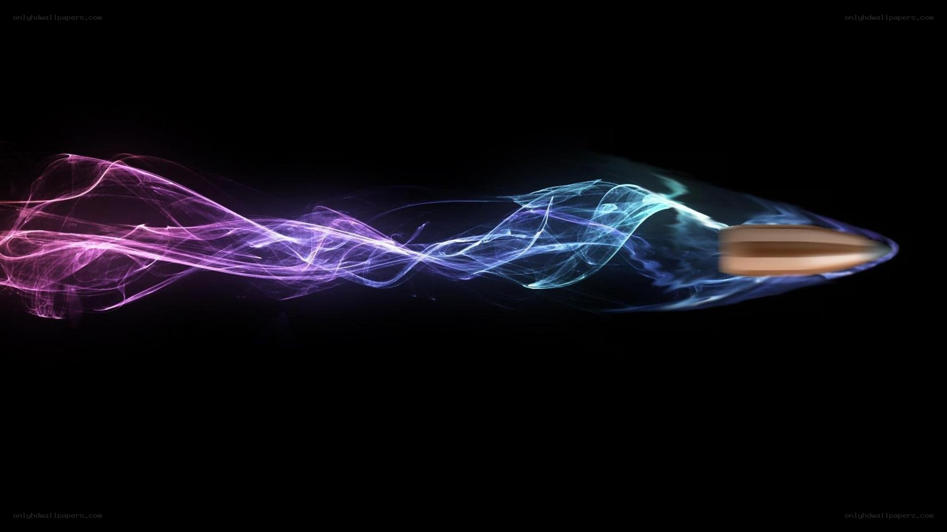 Bullet in motion with colorful trail