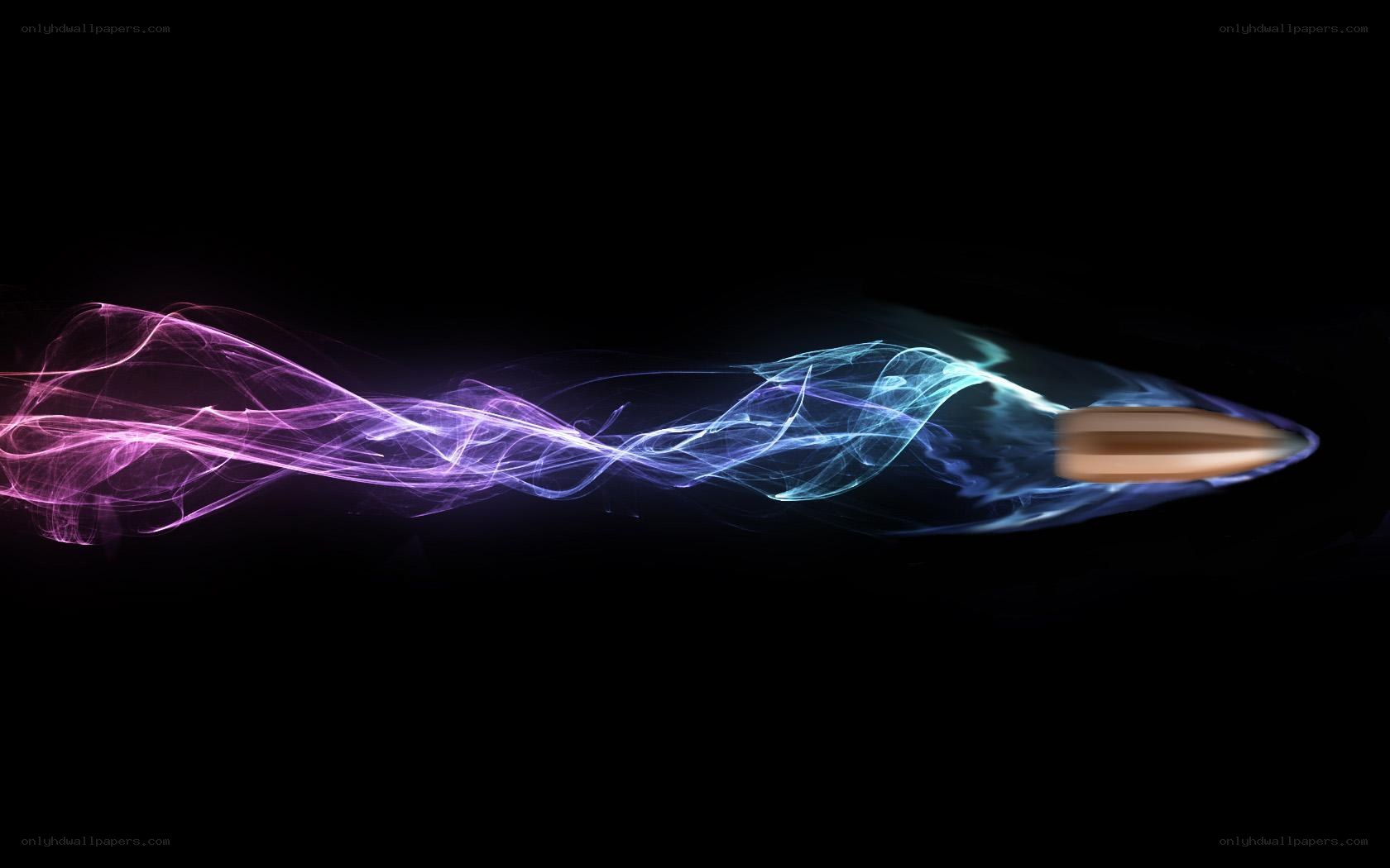 Bullet in motion with energy trail