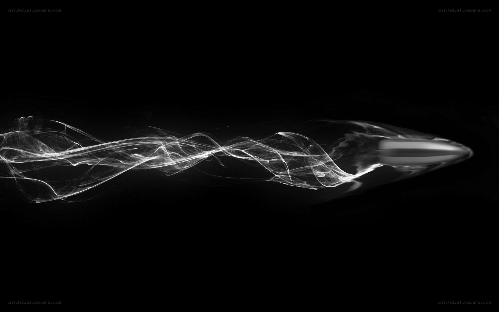 Bullet in motion with smoke trail