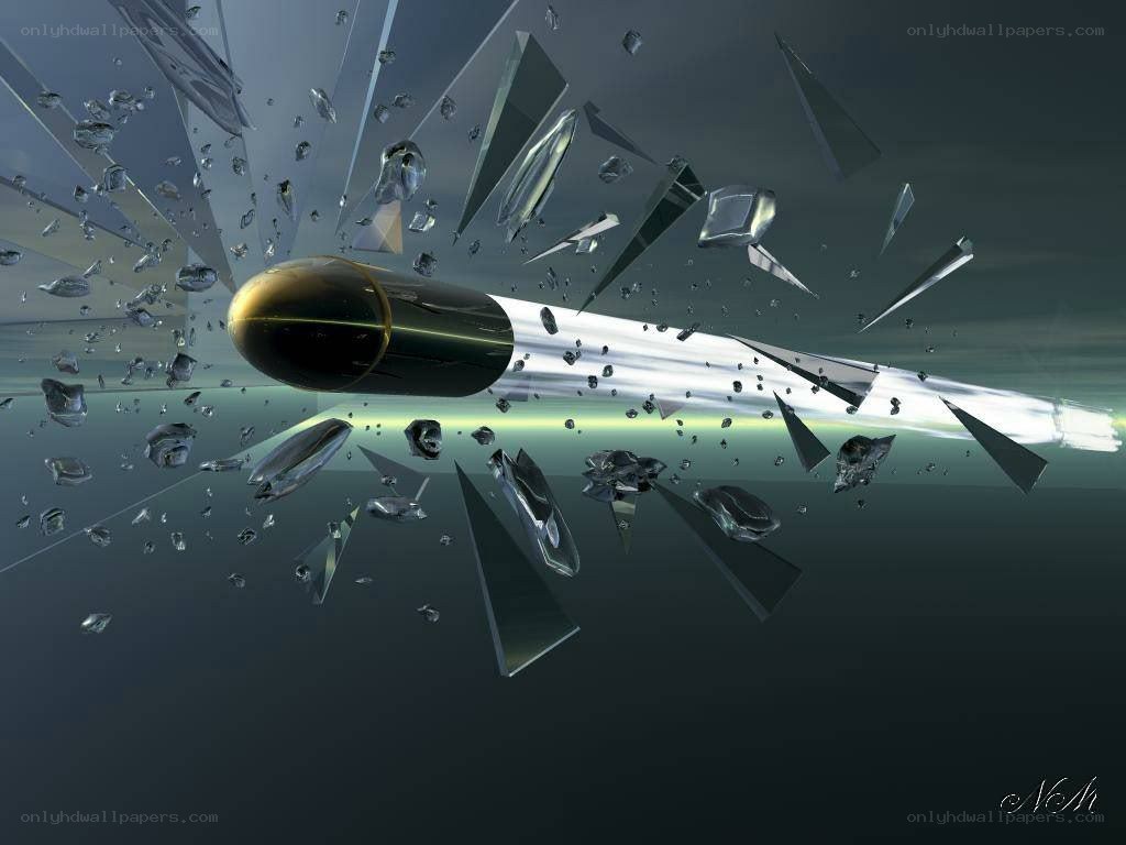 Bullet piercing glass