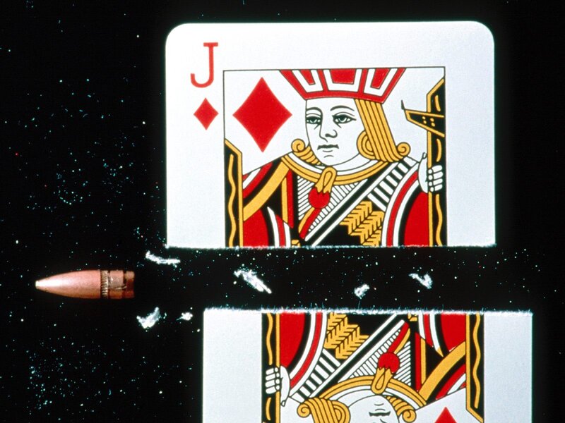 Bullet Piercing Playing Cards — Black, Dramatic