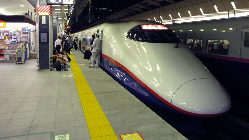 Bullet Train at Station — White, Calm, Night, Photograph