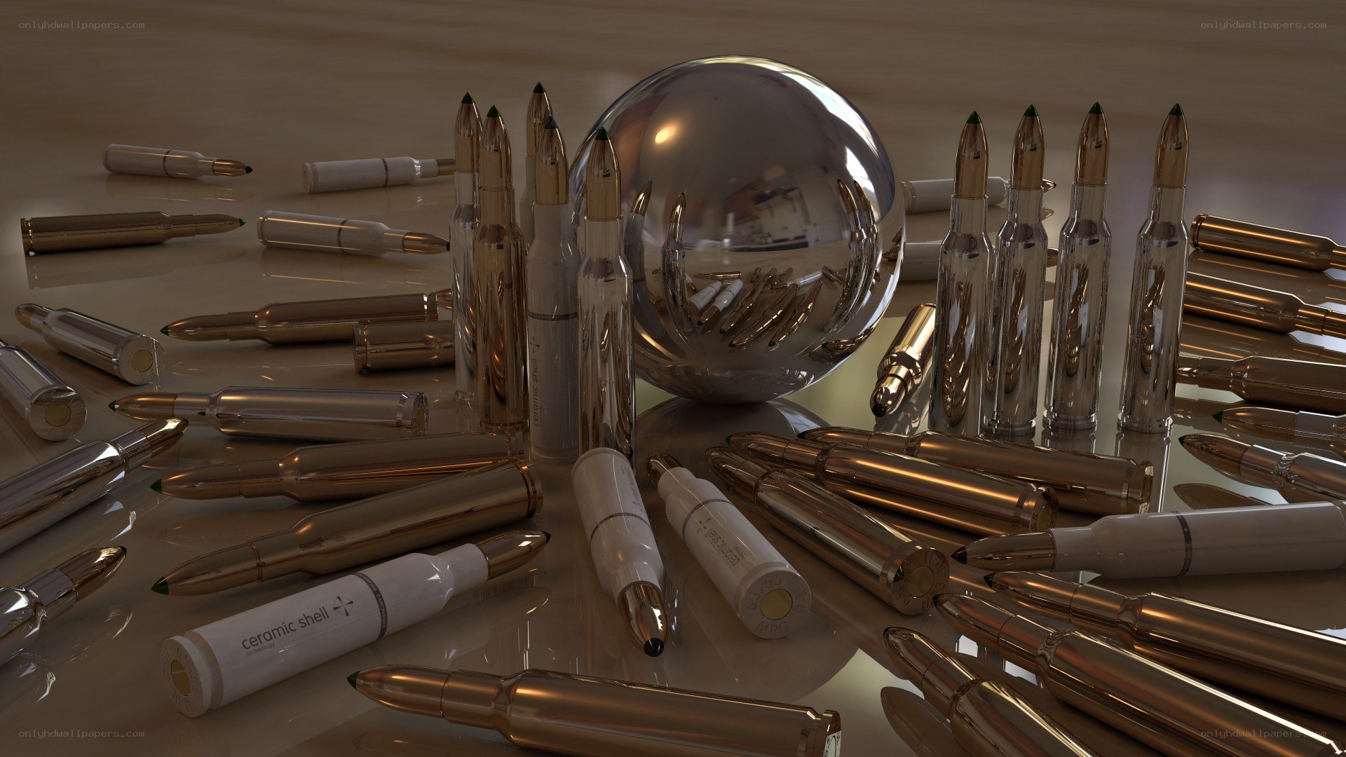 Bullets and a reflective sphere