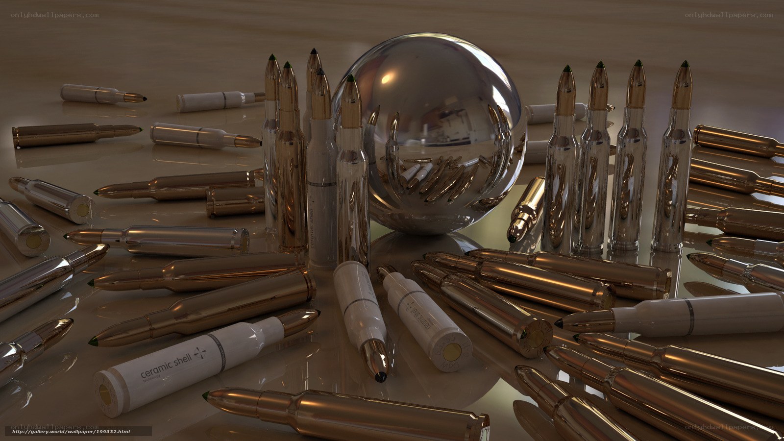 Bullets and a reflective sphere