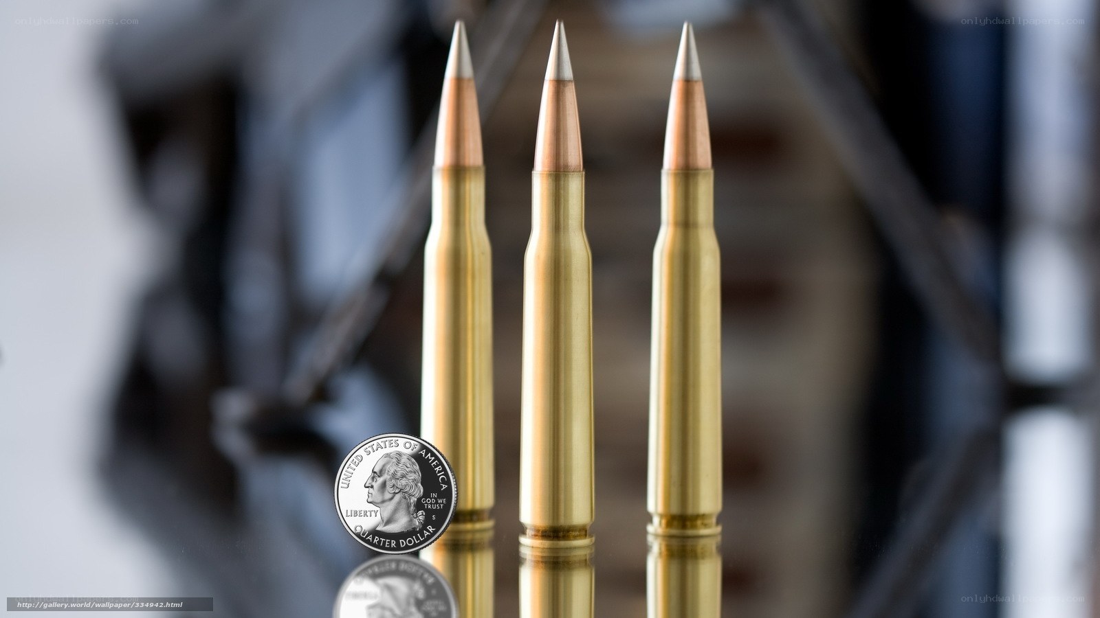 Bullets and quarter dollar coin
