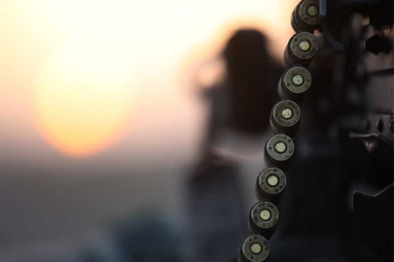 Bullets in a chain at sunset