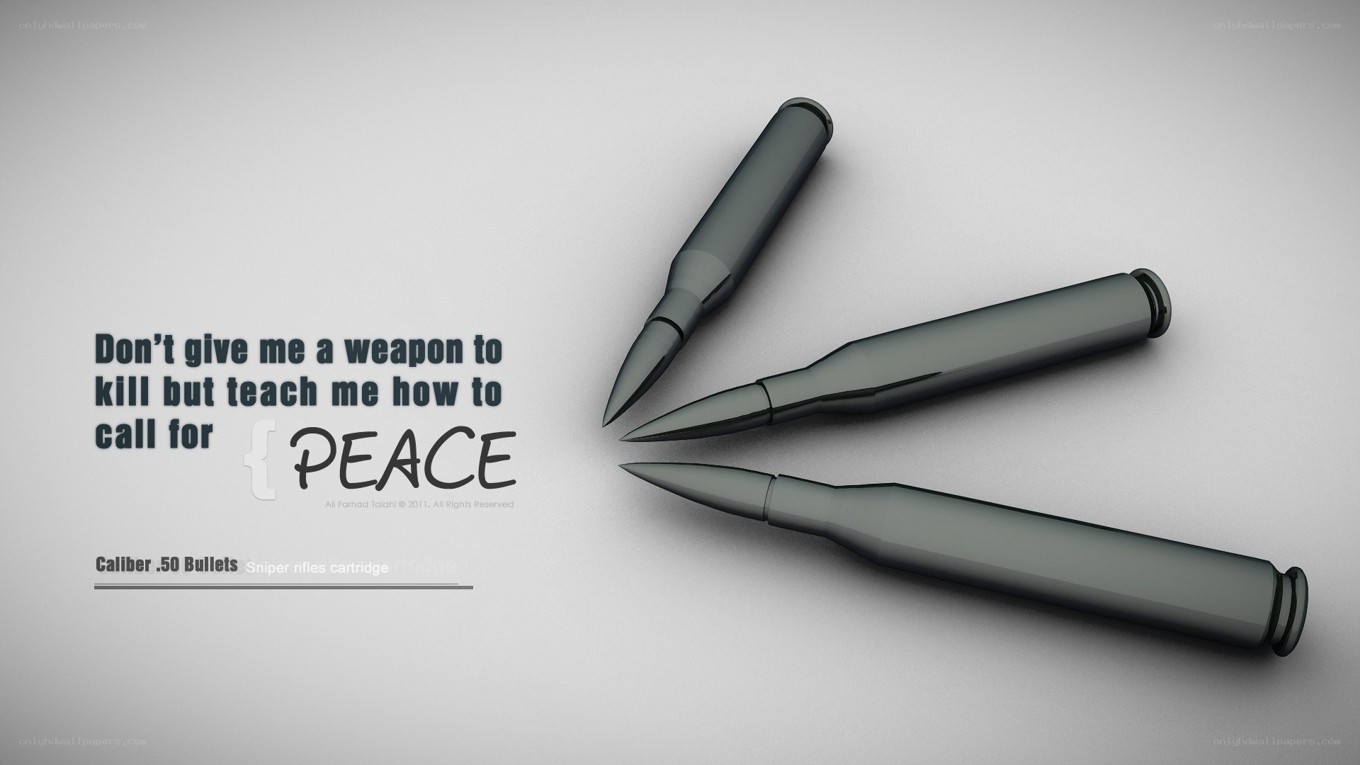 Bullets with peace message