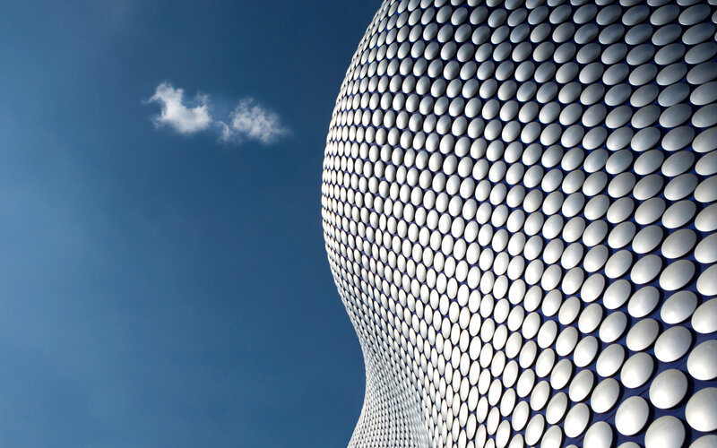Bullring Building Facade — Blue, Dramatic