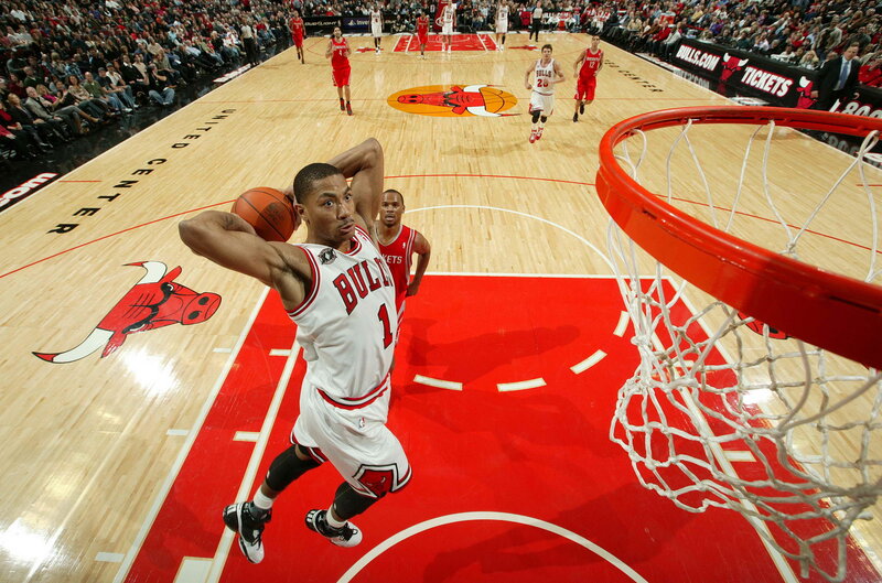 Bulls player dunks in game