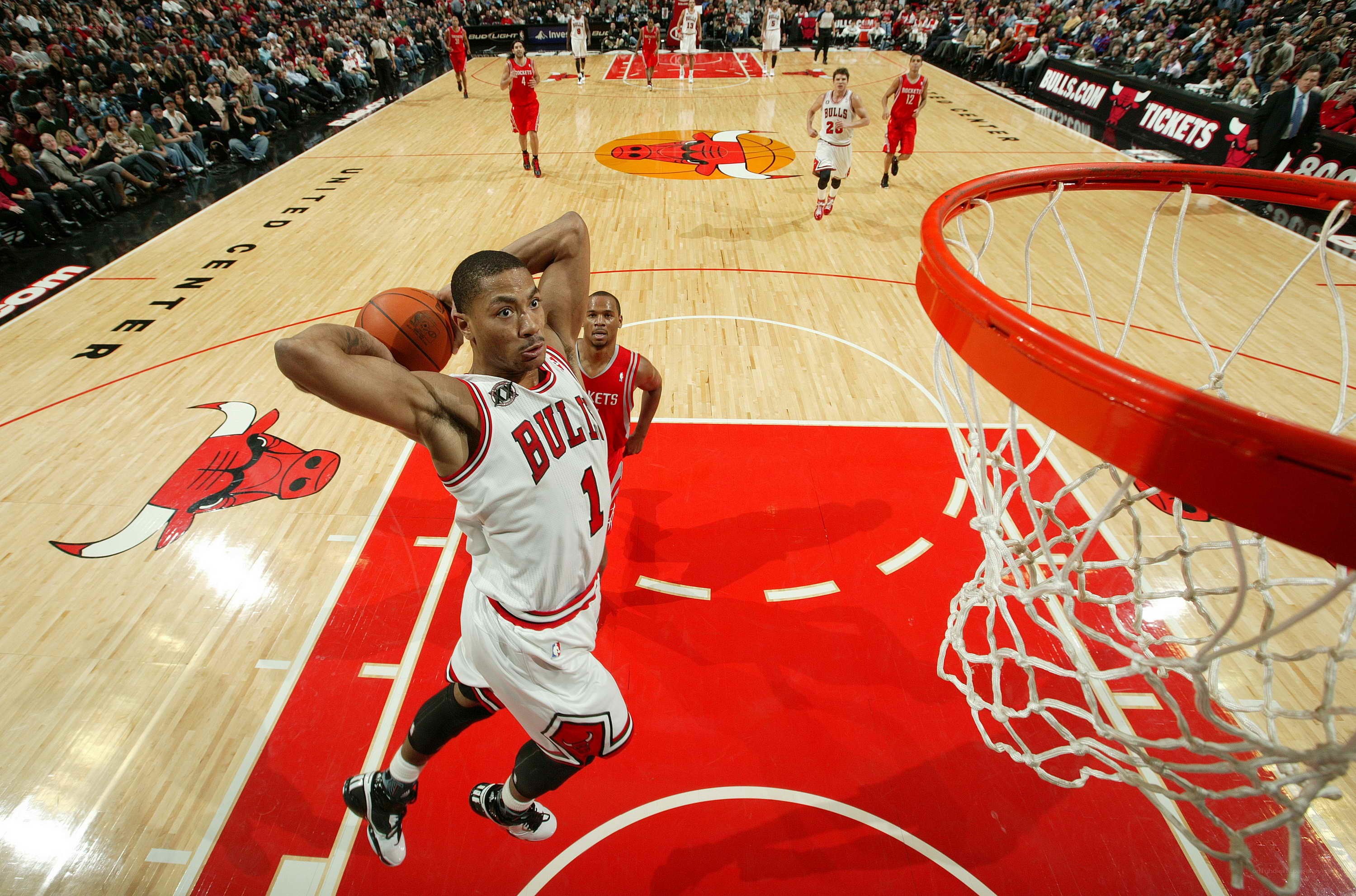Bulls player dunks in game
