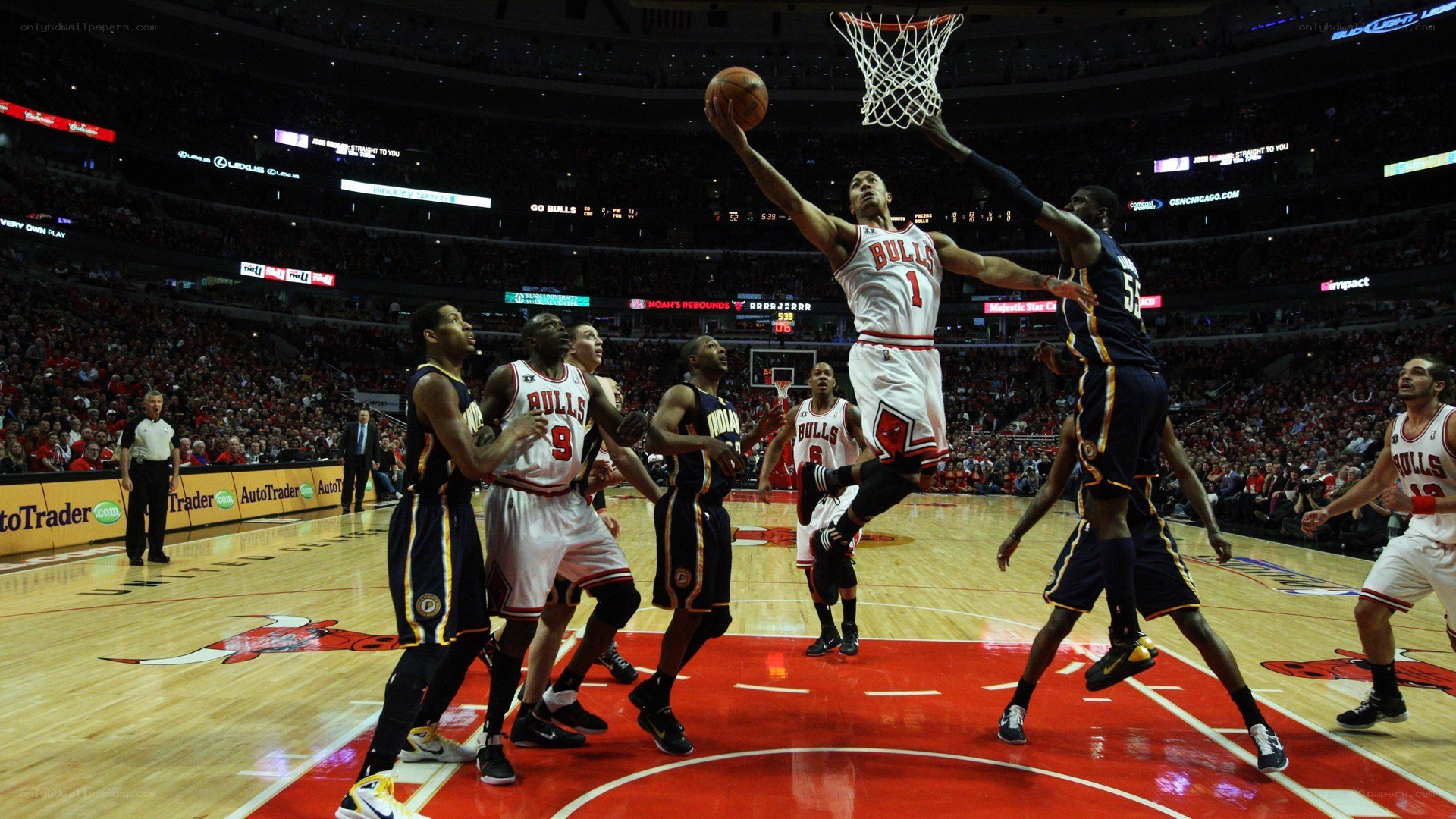 Bulls player dunks in game