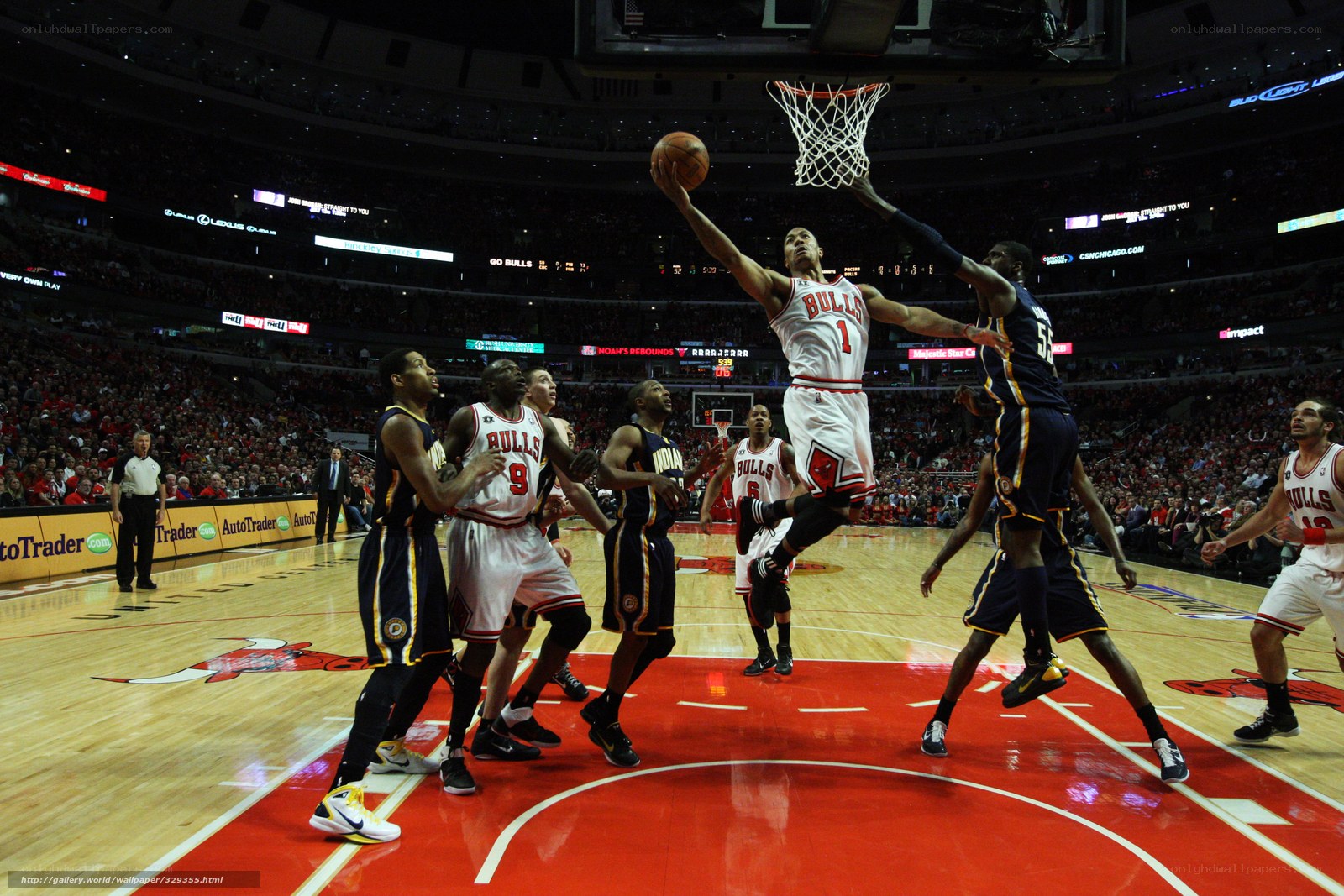 Bulls player dunks in game