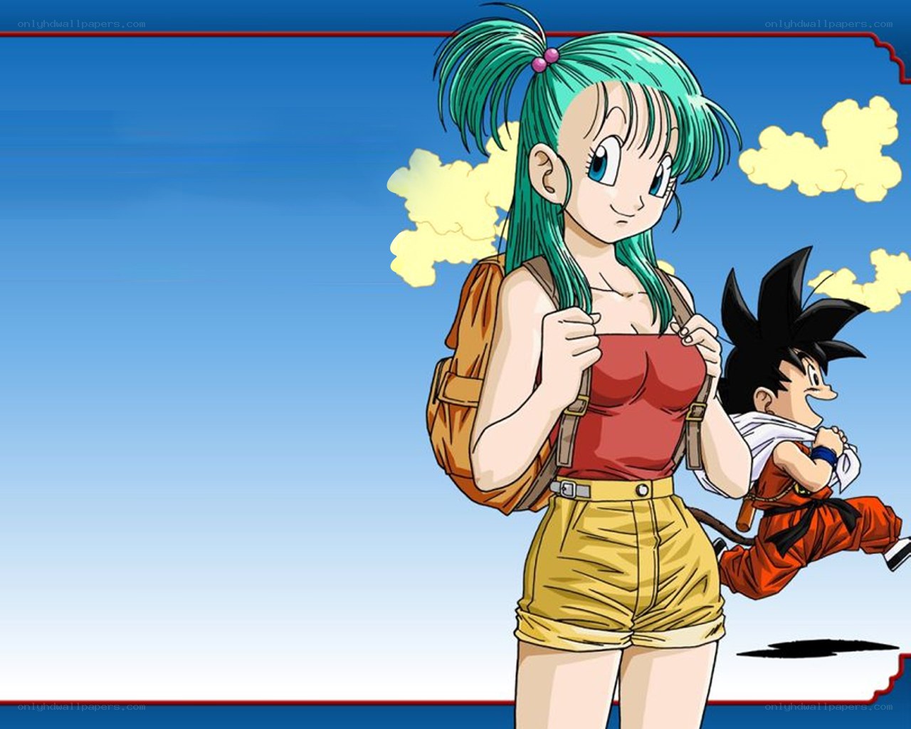 Bulma and young Goku