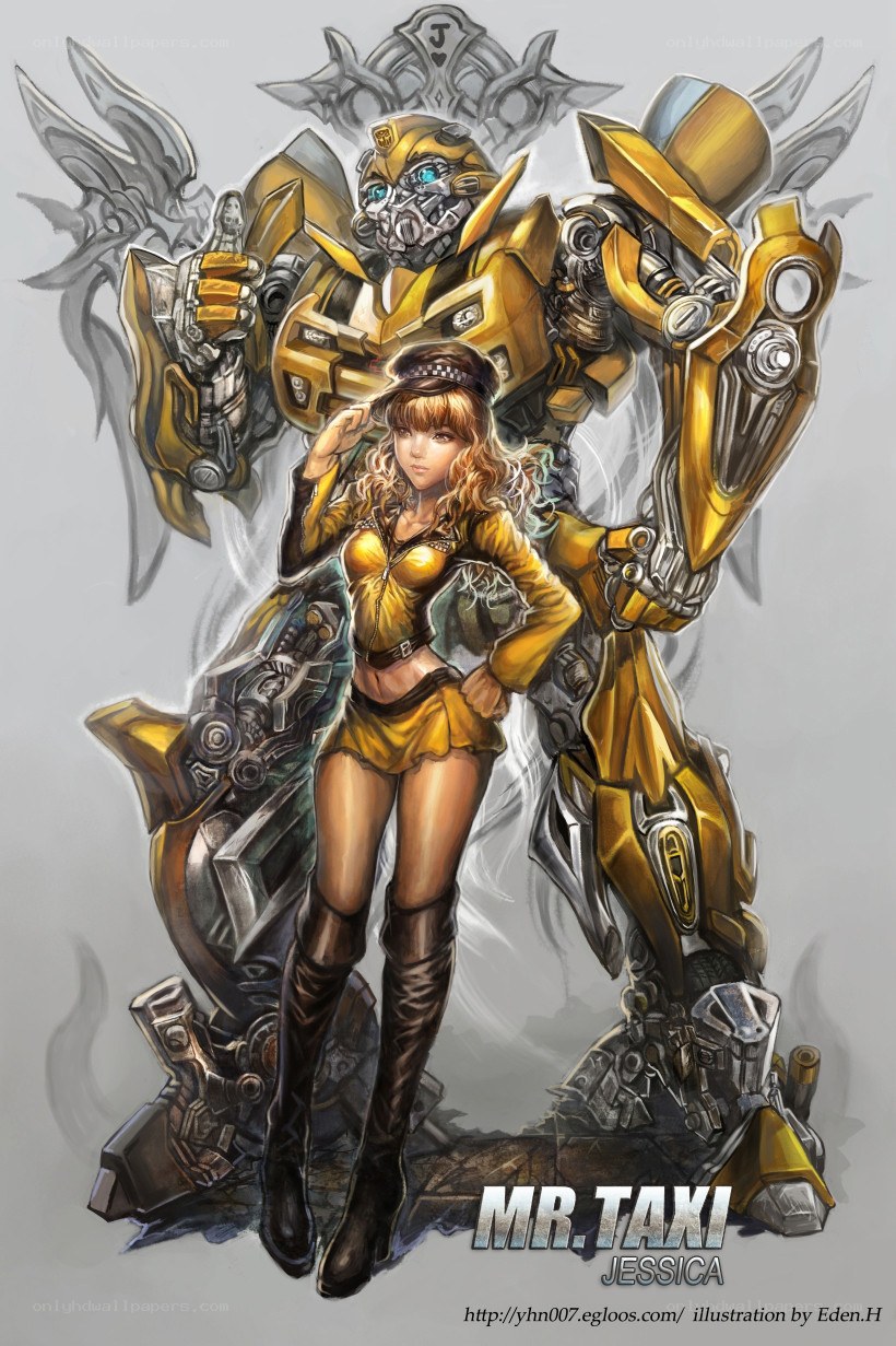 Bumblebee and Jessica illustration