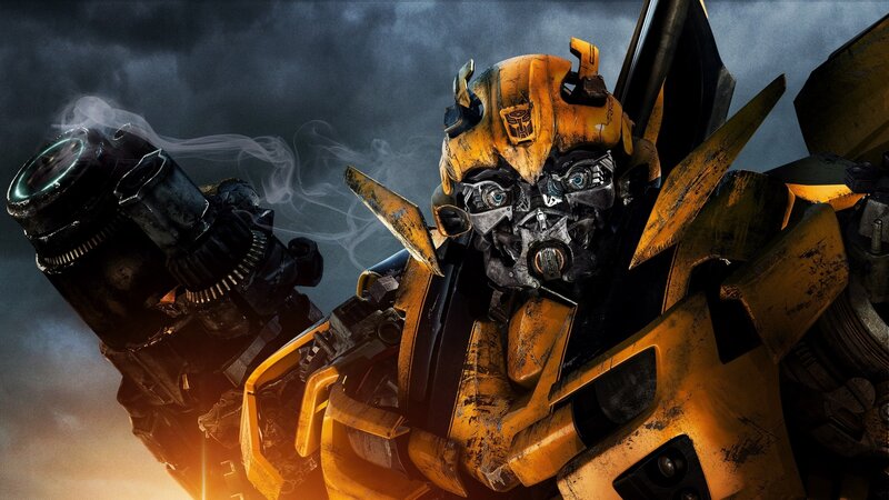 Bumblebee Robot — Yellow, Dramatic, Night, 3d Render, Smoke, Dark Sky