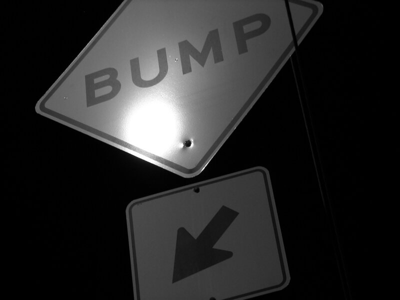 Bump sign at night